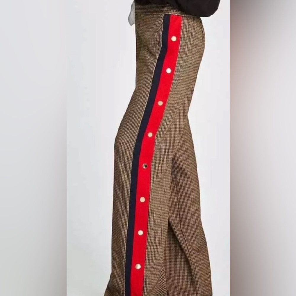 ❤️NWOT ZARA HOUNDSTOOTH TROUSERS PANTS TAN